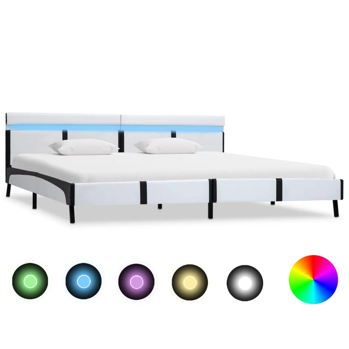 Cadru de pat cu LED, alb, 180 x 200 cm, piele artificială - WALTI WALTI
