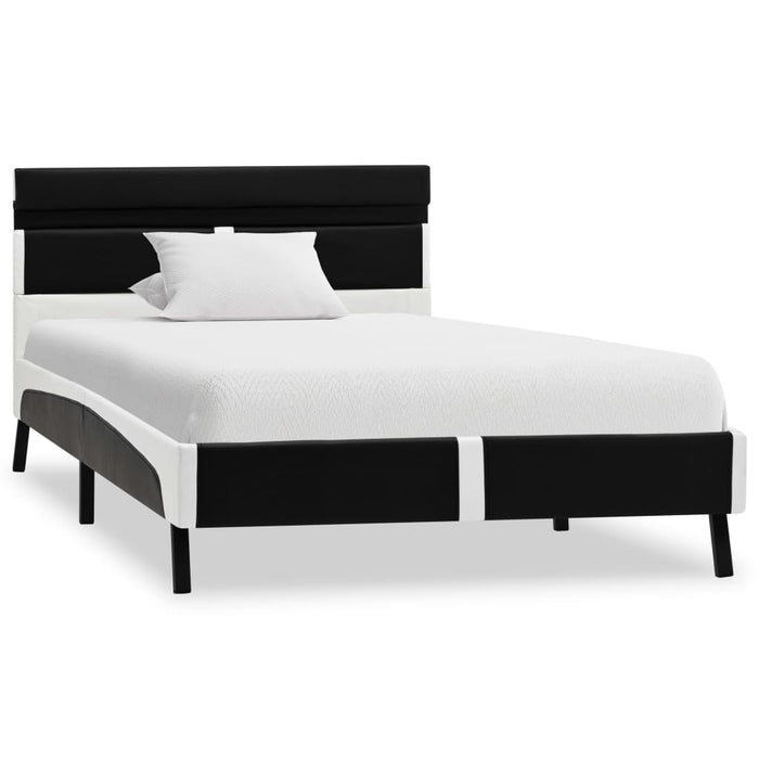 Cadru de pat cu LED, negru, 90 x 200 cm, piele artificială WALTI