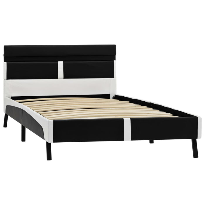 Cadru de pat cu LED, negru, 90 x 200 cm, piele artificială WALTI