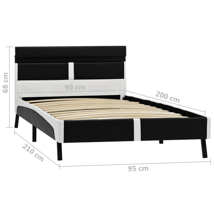 Cadru de pat cu LED, negru, 90 x 200 cm, piele artificială WALTI
