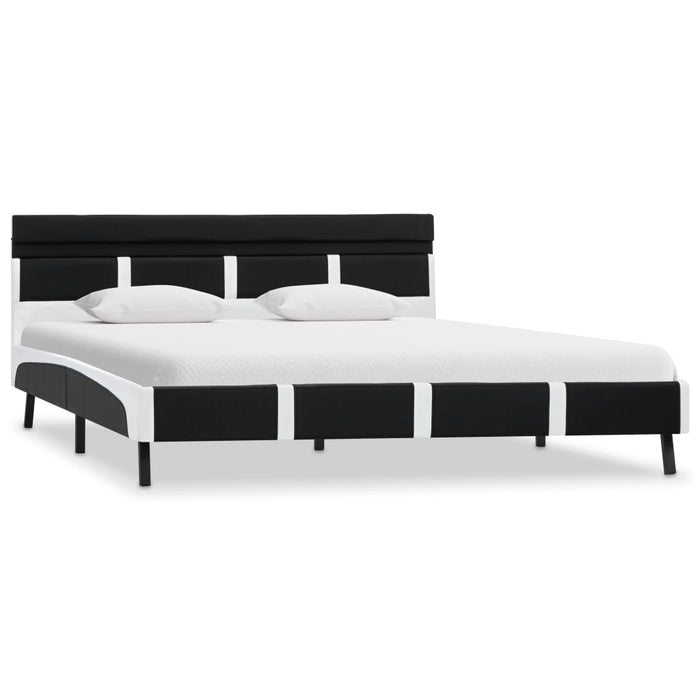 Cadru de pat cu LED, negru, 140 x 200 cm, piele ecologică WALTI