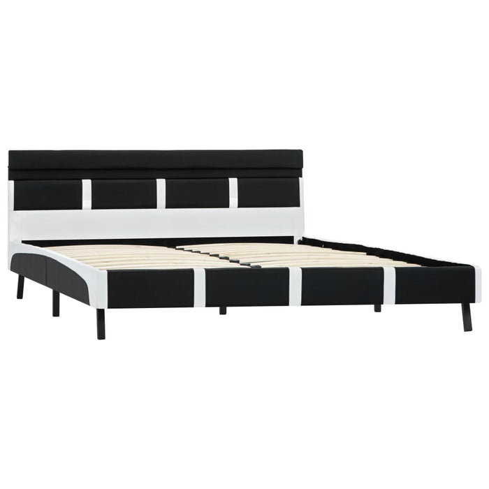 Cadru de pat cu LED, negru, 140 x 200 cm, piele ecologică WALTI
