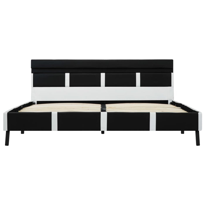 Cadru de pat cu LED, negru, 140 x 200 cm, piele ecologică WALTI