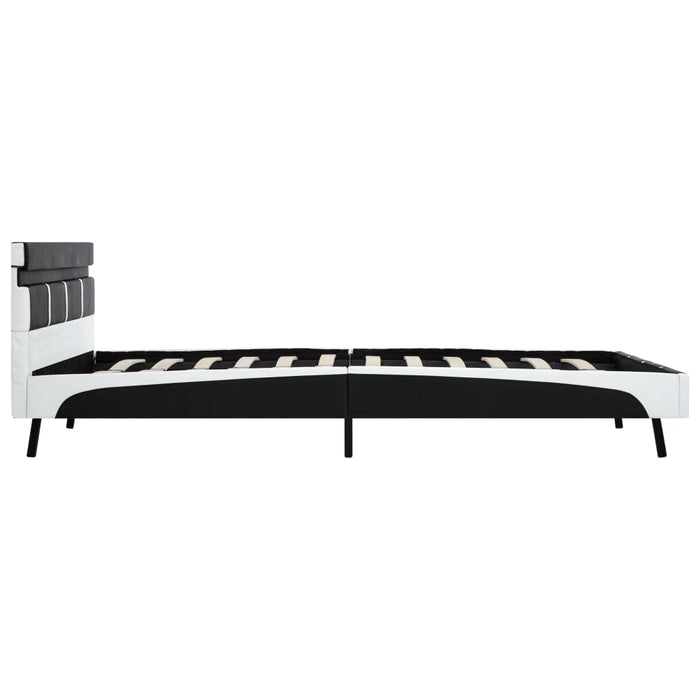 Cadru de pat cu LED, negru, 140 x 200 cm, piele ecologică WALTI