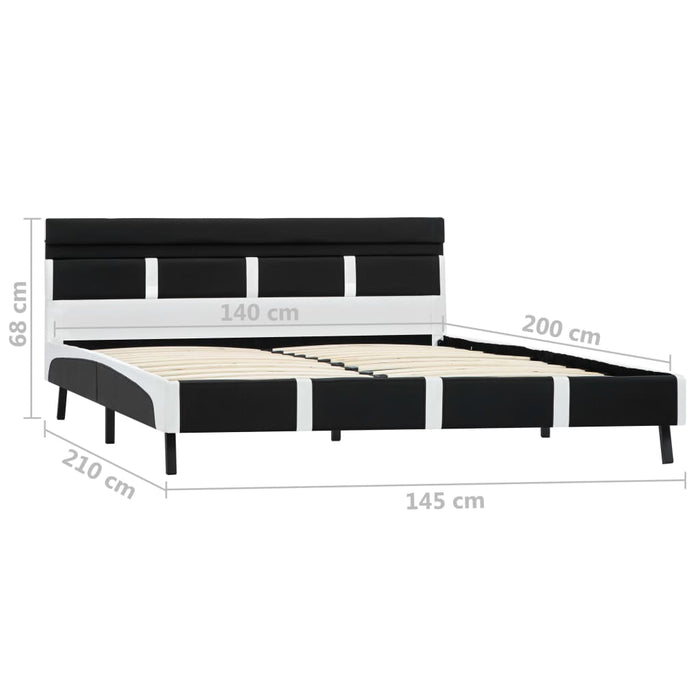 Cadru de pat cu LED, negru, 140 x 200 cm, piele ecologică WALTI