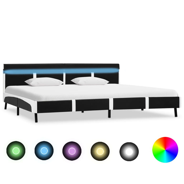 Cadru de pat cu LED, negru, 180 x 200 cm, piele ecologică - WALTI WALTI