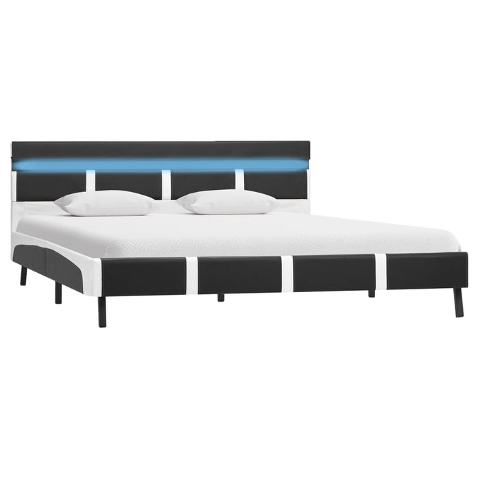 Cadru de pat cu LED, gri, 120 x 200 cm, piele ecologică WALTI