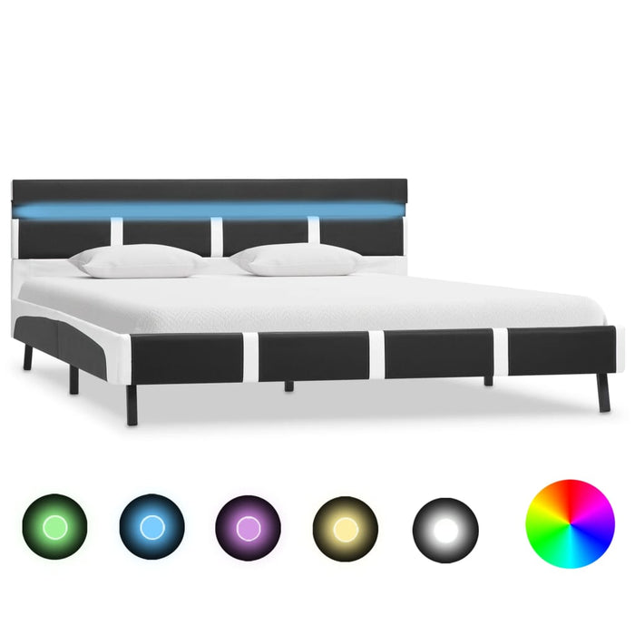 Cadru de pat cu LED, gri, 160 x 200 cm, piele ecologică WALTI