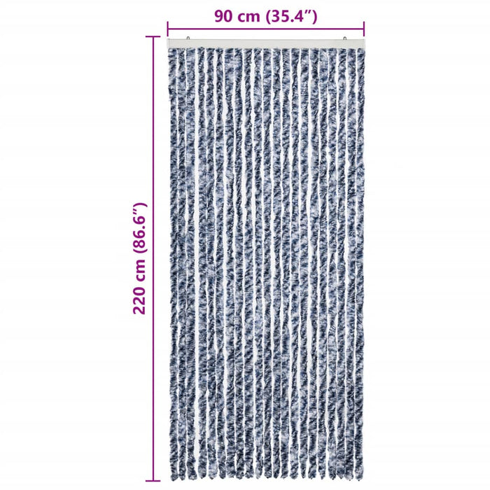 Perdea de insecte, albastru, alb, argintiu, 90x220 cm, Chenille - WALTI WALTI