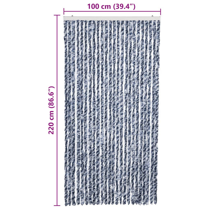 Perdea de insecte, albastru, alb, argintiu, 100x220 cm Chenille - WALTI WALTI