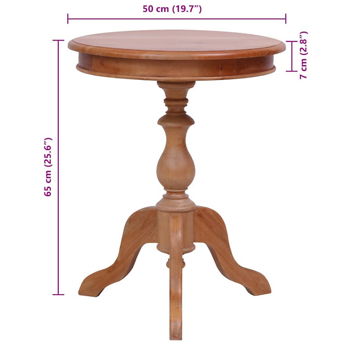 Masă laterală, natural, 50 x 50 x 65 cm, lemn masiv de mahon WALTI