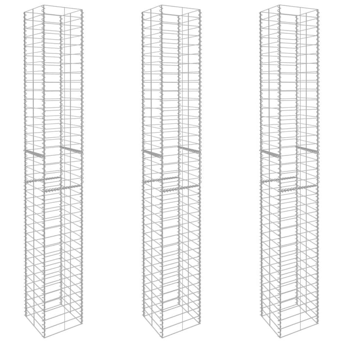 Coșuri gabion, 3 buc., 25 x 25 x 197 cm, oțel galvanizat - WALTI WALTI