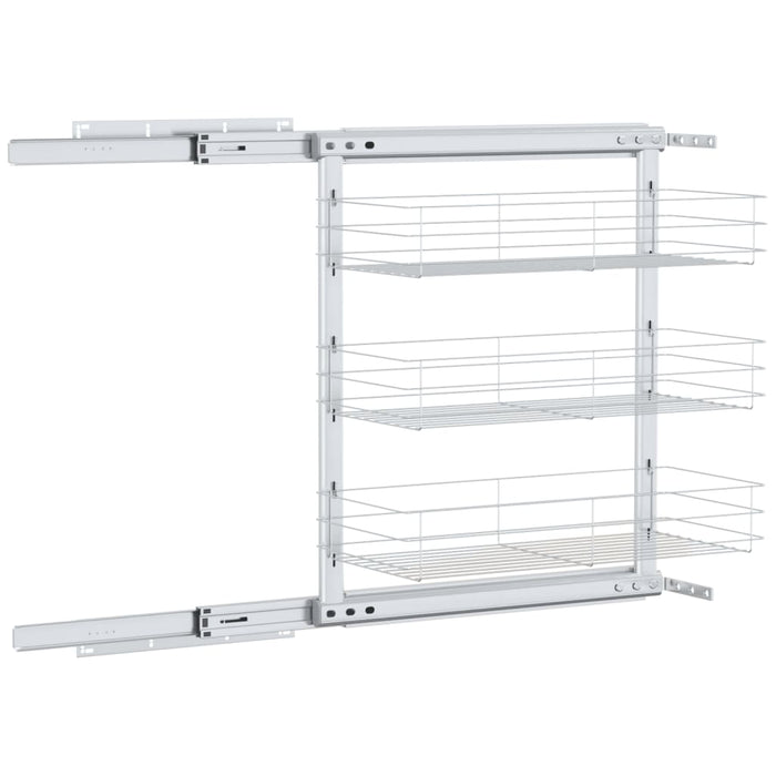 Coș sârmă bucătărie retractabil 3 niveluri argintiu 47x25x56 cm - WALTI WALTI