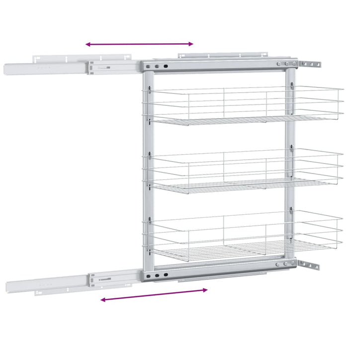 Coș sârmă bucătărie retractabil 3 niveluri argintiu 47x25x56 cm - WALTI WALTI