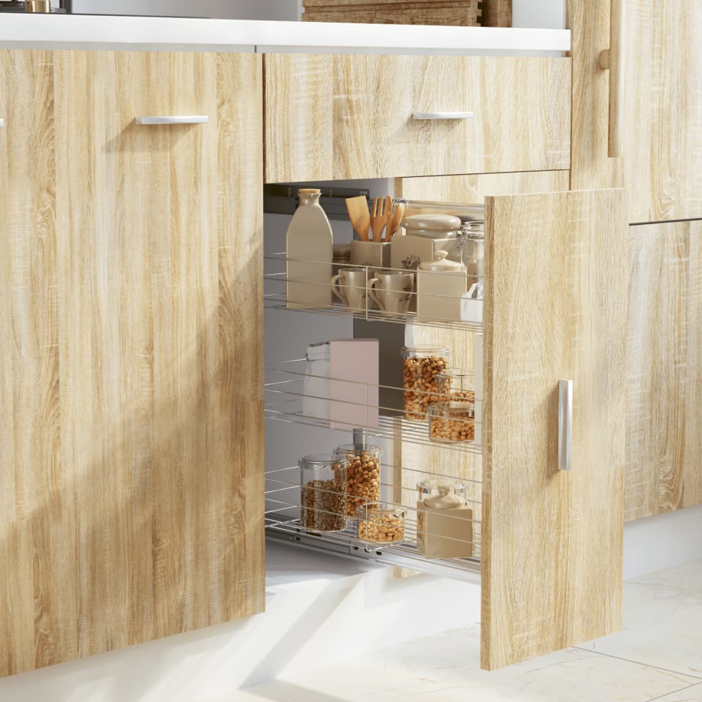 Coș sârmă bucătărie retractabil 3 niveluri argintiu 47x25x56 cm - WALTI