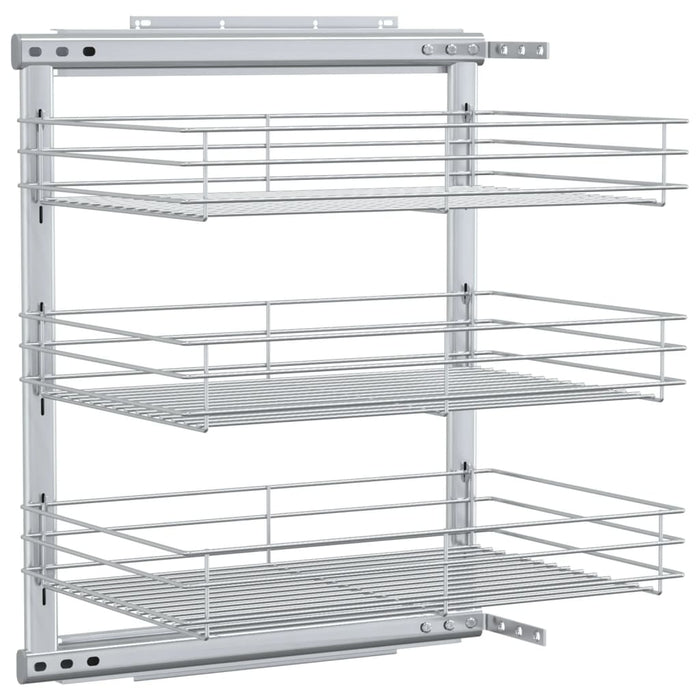 Coș sârmă bucătărie retractabil 3 niveluri argintiu 47x35x56 cm - WALTI WALTI