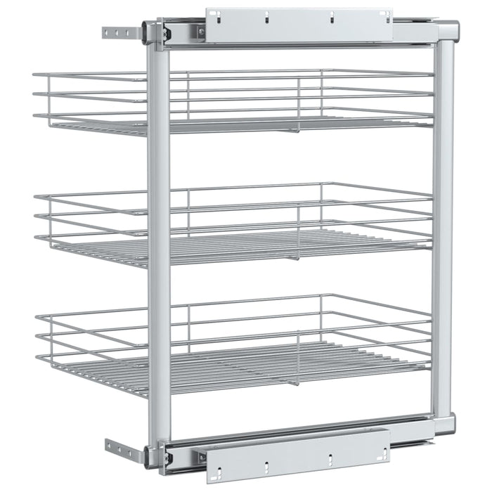 Coș sârmă bucătărie retractabil 3 niveluri argintiu 47x35x56 cm - WALTI WALTI