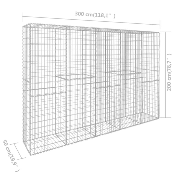 Perete gabion cu capace, 300 x 50 x 200 cm, oțel galvanizat - WALTI WALTI