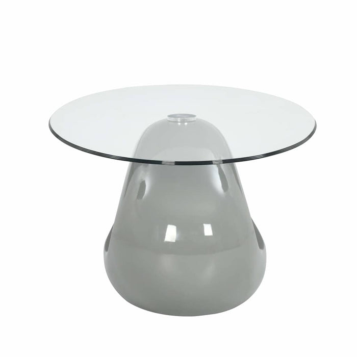 Măsuță de cafea cu blat de sticlă oval, gri lucios WALTI