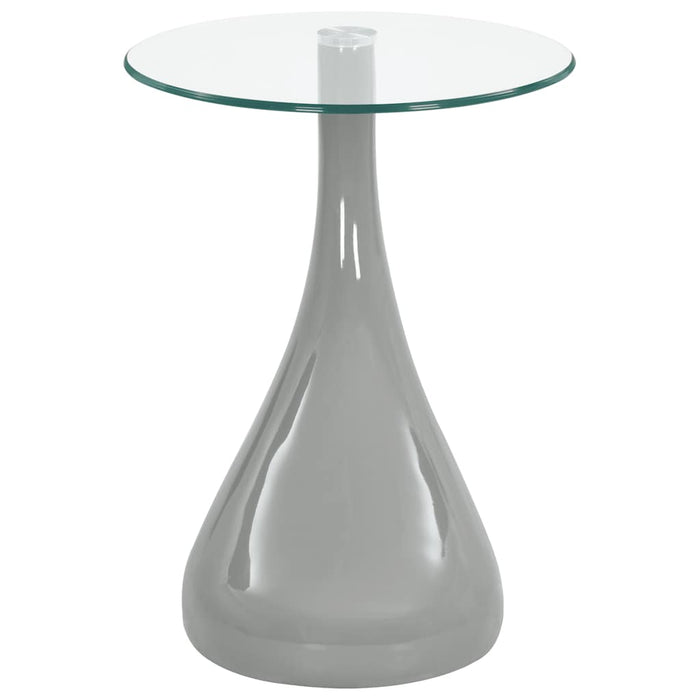 Măsuță de cafea cu blat de sticlă rotund, gri lucios WALTI