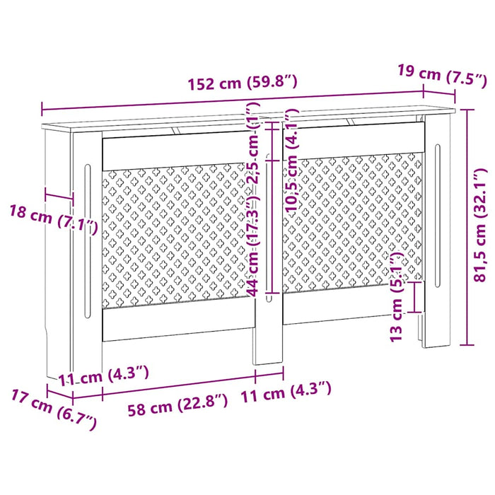 Mască pentru calorifer, MDF, 152x19x81,5 cm, alb - WALTI WALTI