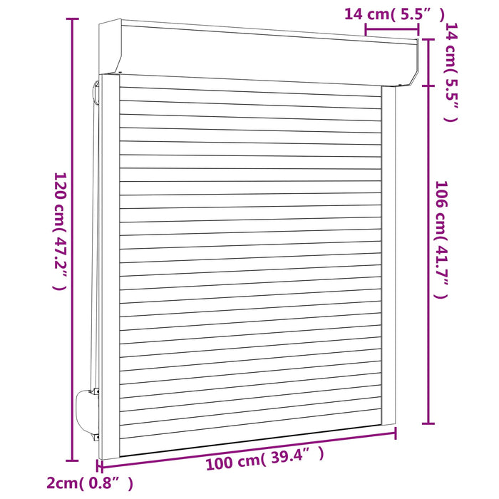 Obturator rulant Antracit 100 x 120 cm Aluminiu și Poliuretan WALTI
