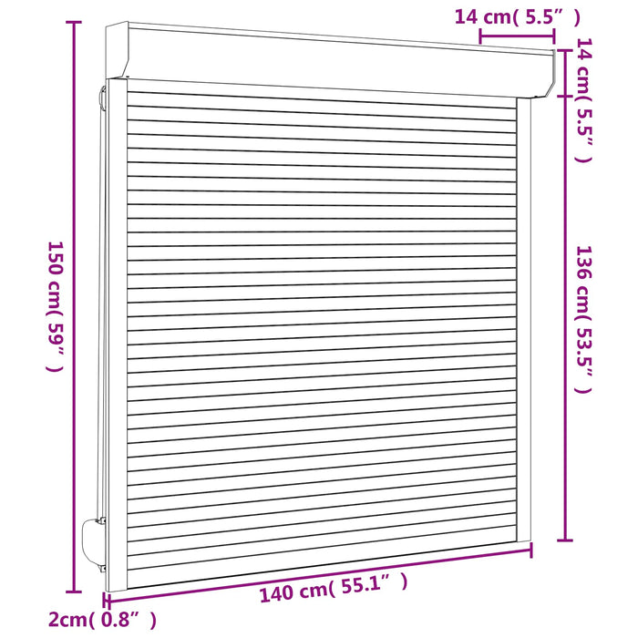 Obturator rulant Antracit 140 x 150 cm Aluminiu și Poliuretan - WALTI WALTI