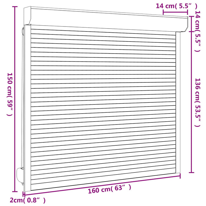 Obturator rulant Antracit 160 x 150 cm Aluminiu și Poliuretan WALTI