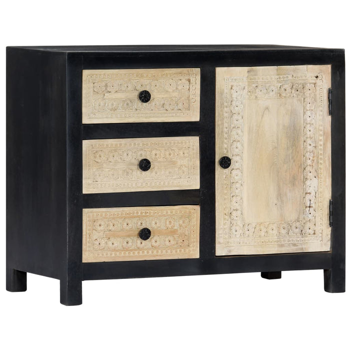 Dulap lateral sculptat manual, gri, 75x35x60 cm, lemn de mango - WALTI WALTI
