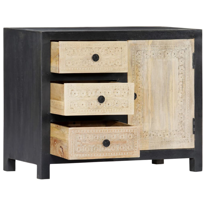 Dulap lateral sculptat manual, gri, 75x35x60 cm, lemn de mango - WALTI WALTI