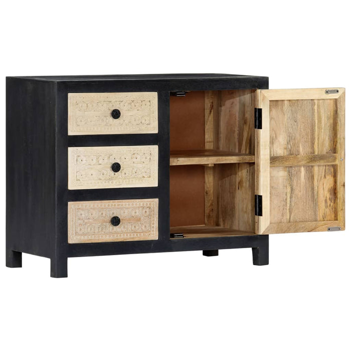 Dulap lateral sculptat manual, gri, 75x35x60 cm, lemn de mango - WALTI WALTI