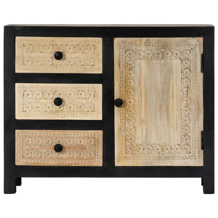 Dulap lateral sculptat manual, gri, 75x35x60 cm, lemn de mango - WALTI WALTI