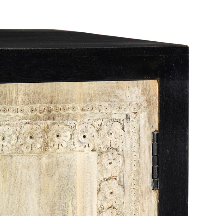Dulap lateral sculptat manual, gri, 75x35x60 cm, lemn de mango - WALTI WALTI