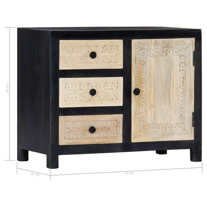 Dulap lateral sculptat manual, gri, 75x35x60 cm, lemn de mango - WALTI WALTI
