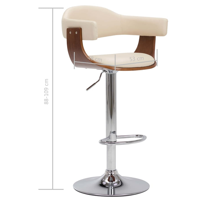 Scaune de bar, 2 buc., crem, lemn curbat și piele ecologică - WALTI WALTI