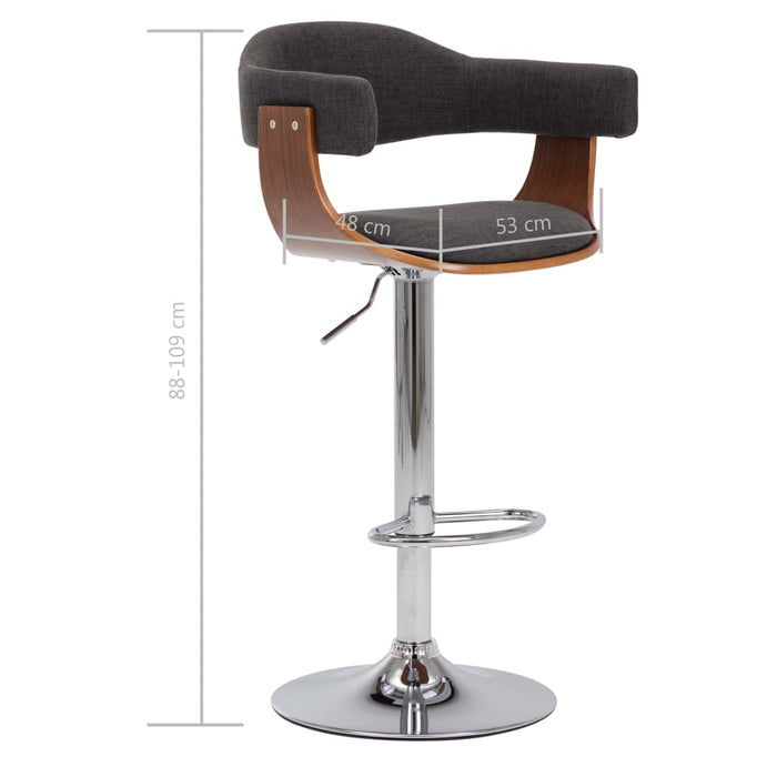 Scaune de bar, 2 buc., gri, lemn curbat și material textil - WALTI WALTI
