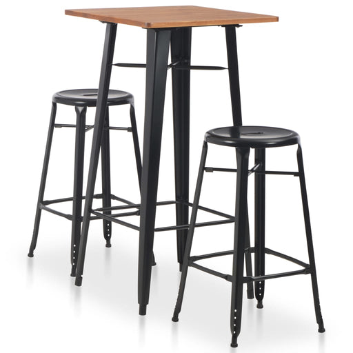 Set mobilier de bar, 3 piese, negru, oțel - WALTI WALTI