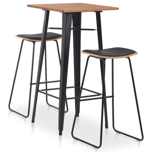 Set mobilier de bar, 3 piese, negru, oțel - WALTI WALTI