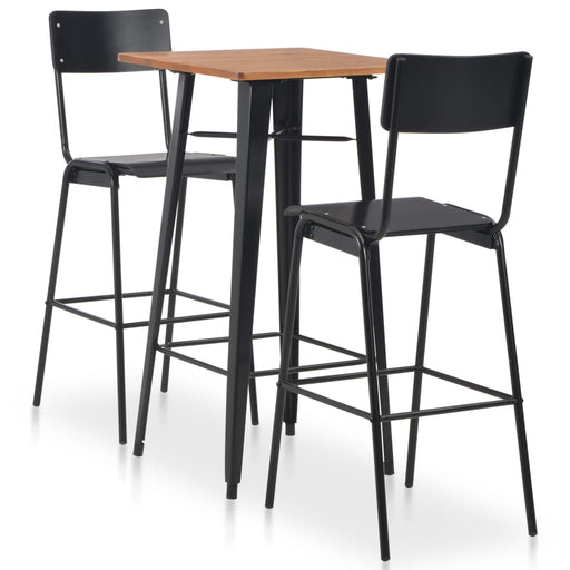 Set mobilier de bar, 3 piese, negru, oțel - WALTI WALTI