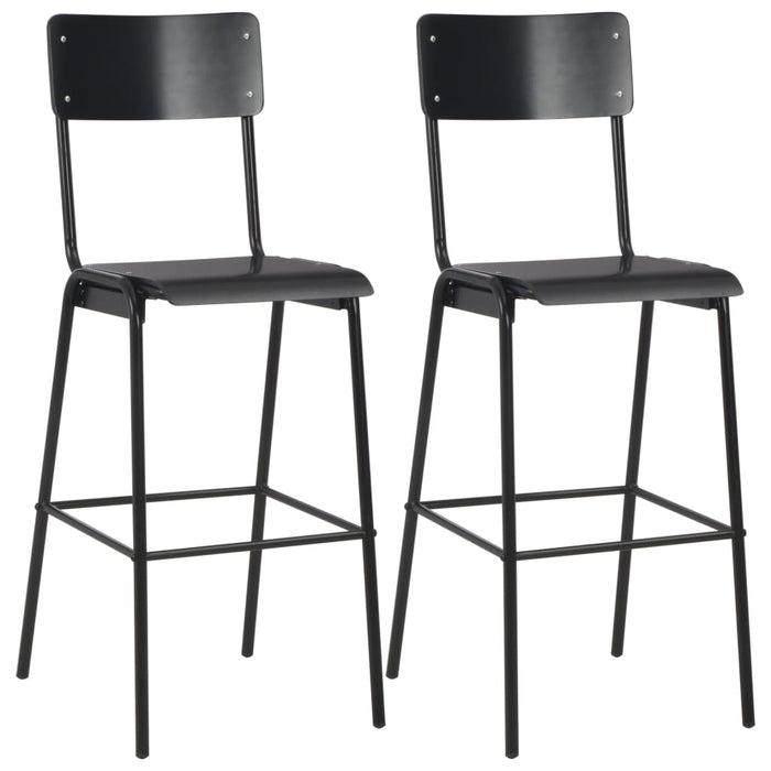 Set mobilier de bar, 3 piese, negru, oțel - WALTI WALTI