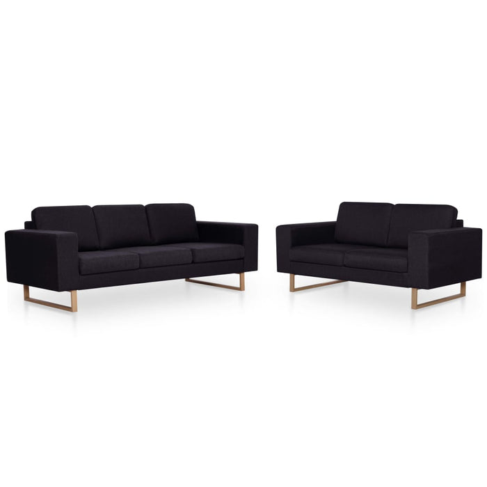 Set de canapele, 2 piese, negru, material textil WALTI