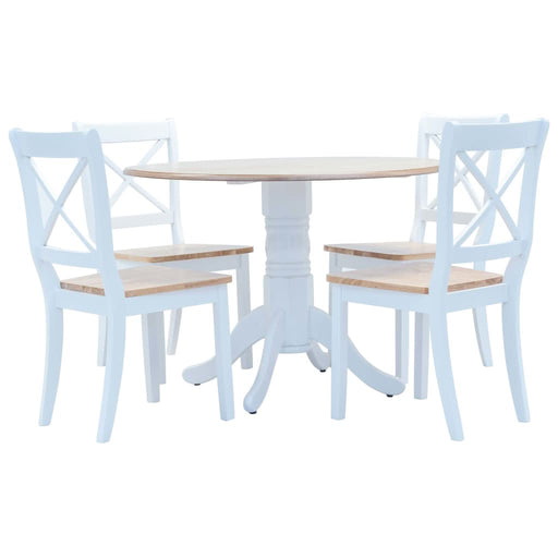 Set mobilier bucătărie, 5 piese, alb & maro, lemn masiv hevea - WALTI WALTI