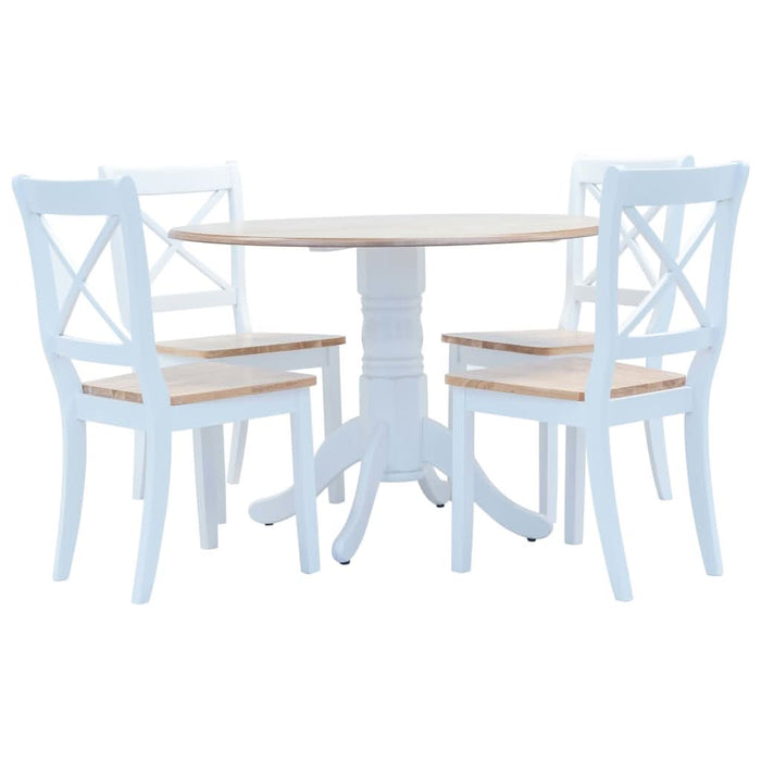 Set mobilier bucătărie, 5 piese, alb & maro, lemn masiv hevea - WALTI WALTI