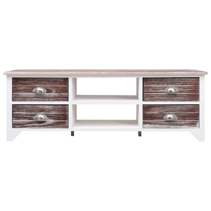 Comodă TV, alb și maro, 115 x 30 x 40 cm, lemn de paulownia WALTI