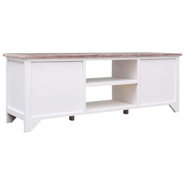 Comodă TV, alb și maro, 115 x 30 x 40 cm, lemn de paulownia WALTI