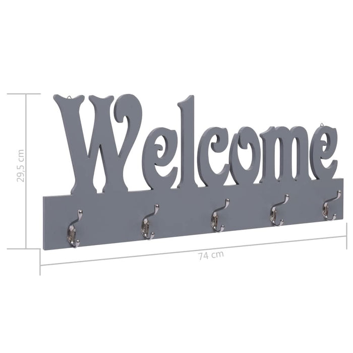 Cuier de perete WELCOME, gri, 74 x 29,5 cm - WALTI WALTI