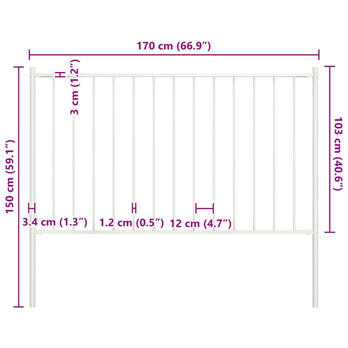 Panou de gard Woerden cu stâlpi din oțel, alb, 1,7x1 m WALTI