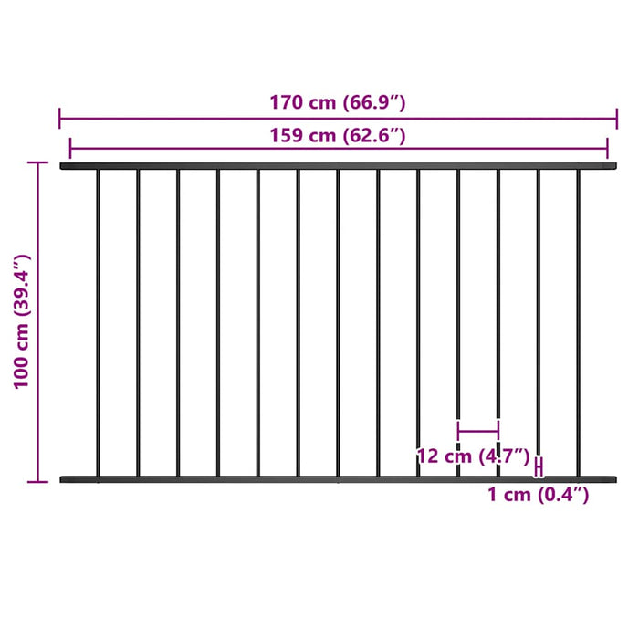 Panou de gard Woerden din oțel vopsit în câmp electrostatic, 1,7x1 m, negru WALTI