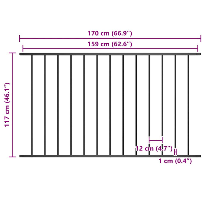 Panou de gard Woerden din oțel vopsit în câmp electrostatic, 1,7x1,17 m, negru WALTI