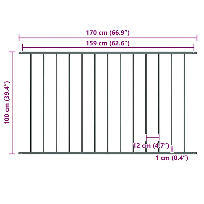Panou de gard Woerden din oțel vopsit în câmp electrostatic, 1,7x1 m, antracit WALTI